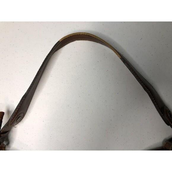 VTG Y2K Fossil Key Woven Nylon Brown Leather Hobo Bag Handbag Shoulder Purse - Picture 8 of 15